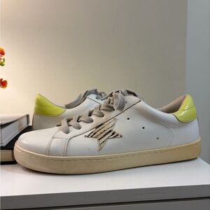 Trendy White and Yellow Star Women's Sneakers